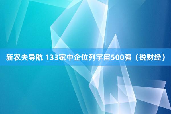 新农夫导航 133家中企位列宇宙500强（锐财经）