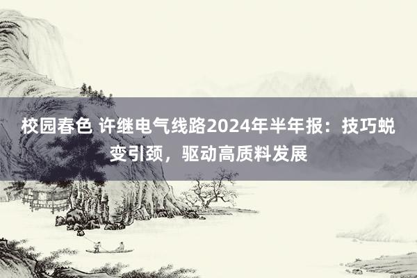 校园春色 许继电气线路2024年半年报：技巧蜕变引颈，驱动高质料发展