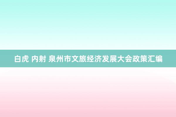 白虎 内射 泉州市文旅经济发展大会政策汇编